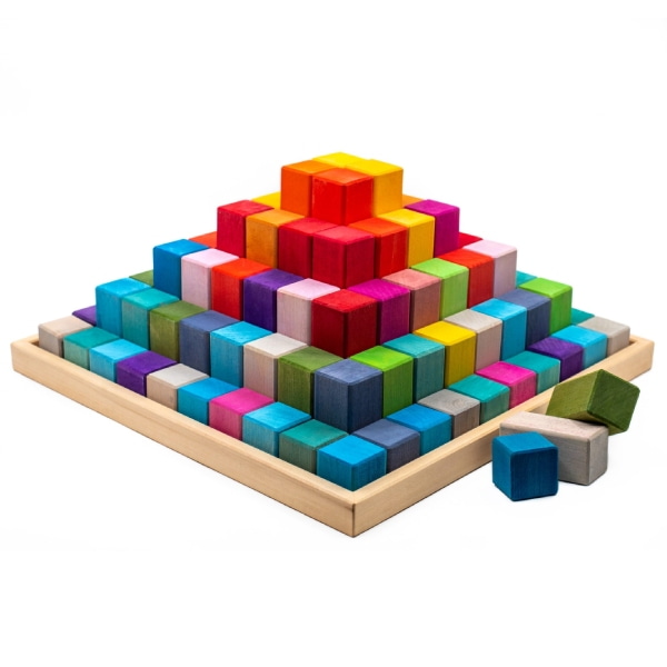 Set Cuburi De Construit Din Lemn “Piramida”