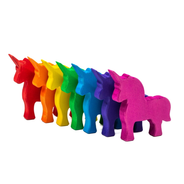 Set Unicornii Colorati Din Lemn