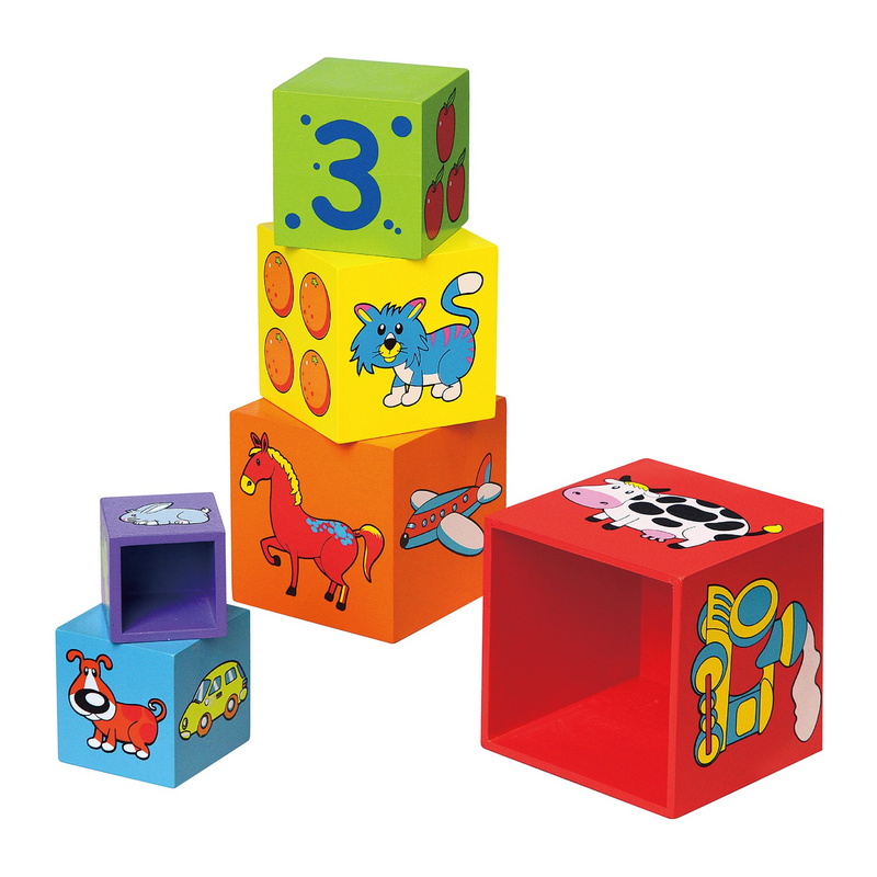 Set 6 Cuburi De Stivuit Din Lemn Viga Toys