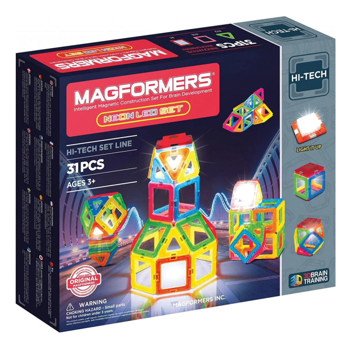 Set de construit magnetic cu lumina led, Magformers